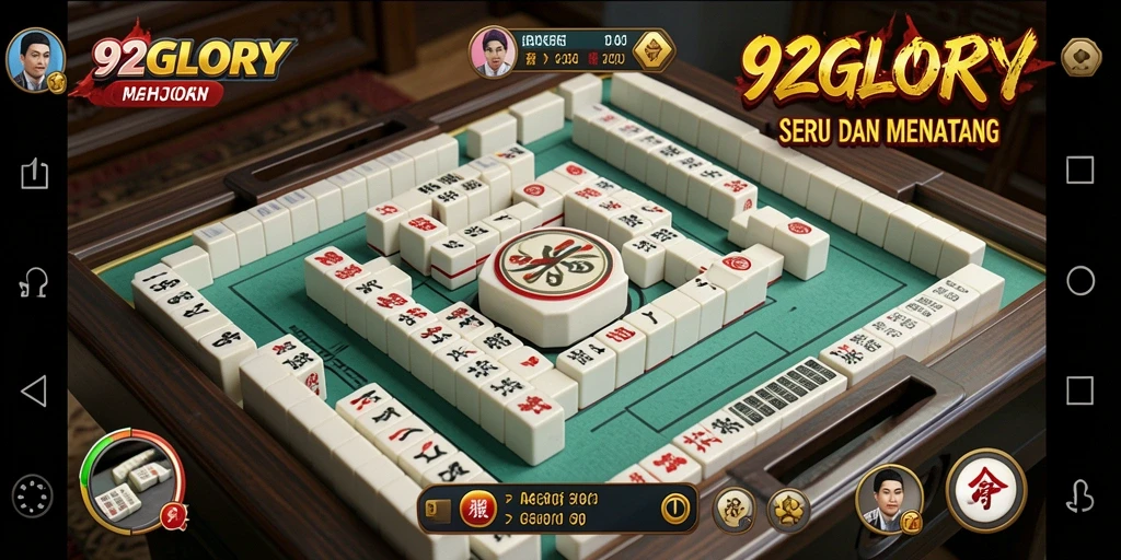 Tampilan gameplay Mahjong yang mendebarkan di 92GLORY.