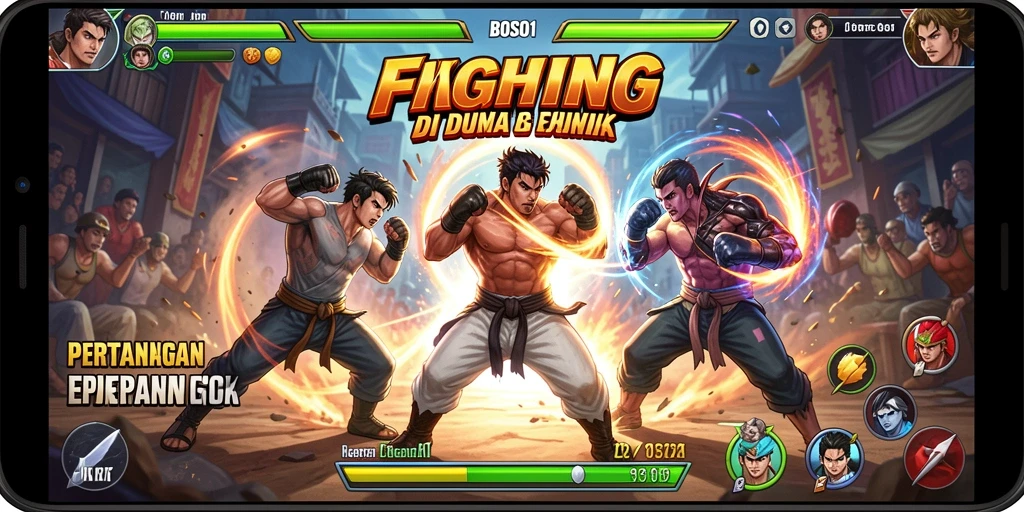 Tangkapan layar gameplay BOS01 memperlihatkan aksi pertarungan yang mendebarkan.