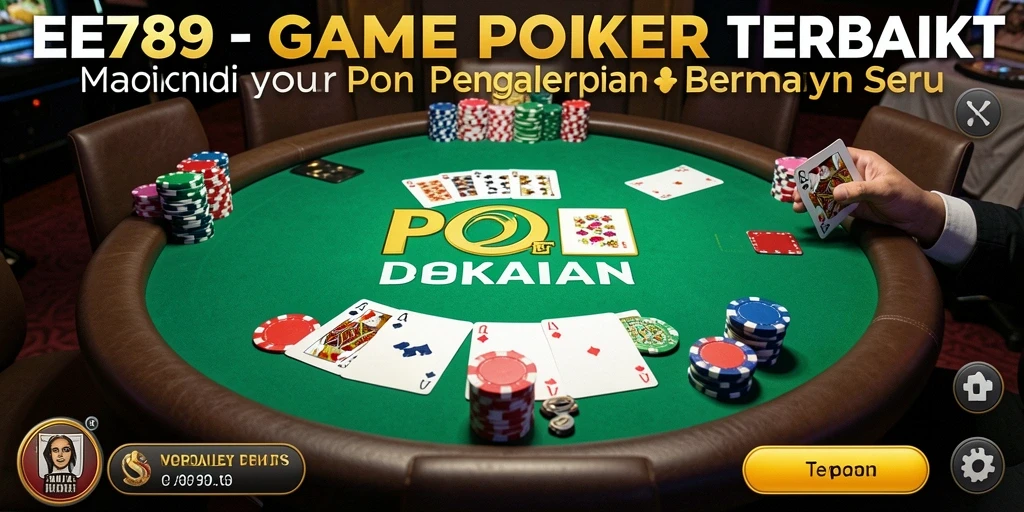 Screenshot gameplay EE789 menunjukkan pemain yang sedang beraksi di meja poker.