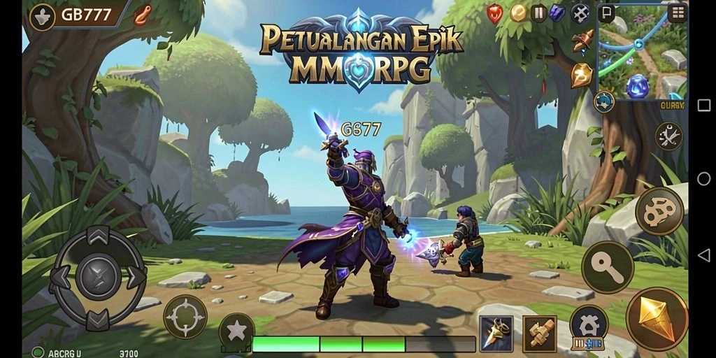Screenshot gameplay GB777 menampilkan pertarungan epik antar karakter.