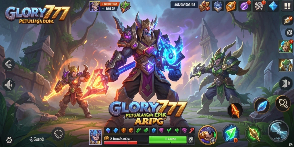 Tampilan gameplay menegangkan GLORY777 dalam petualangan ARPG.