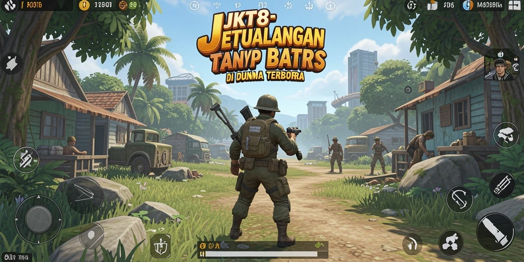 Gameplay JKT8 dalam dunia terbuka yang luas dan menakjubkan.