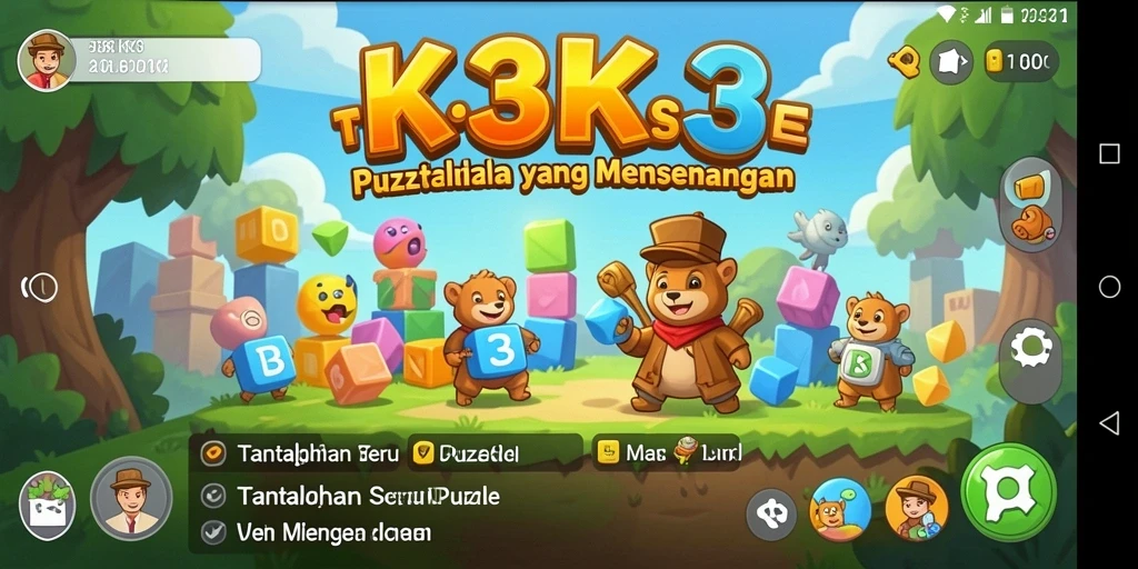 Tampilan gameplay K3K3 dengan teka-teki menantang.