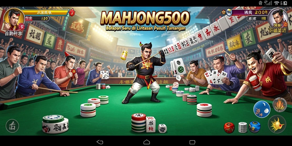 Screenshot MAHJONG500 menampilkan momen balapan yang intens dan penuh aksi.