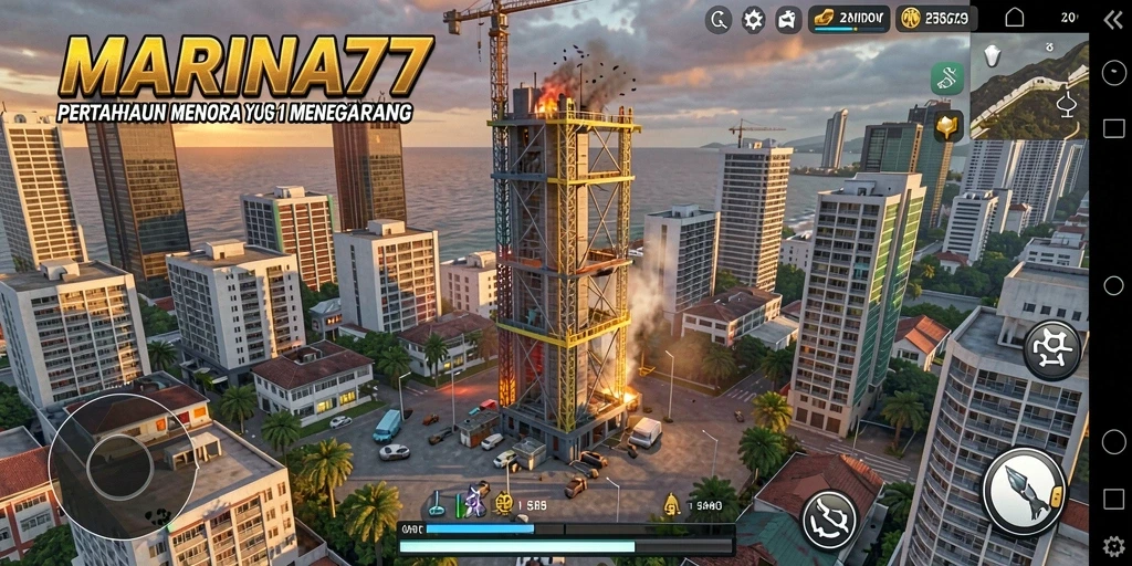 Tampilan gameplay MARINA77 yang mendebarkan di Tower Defense.