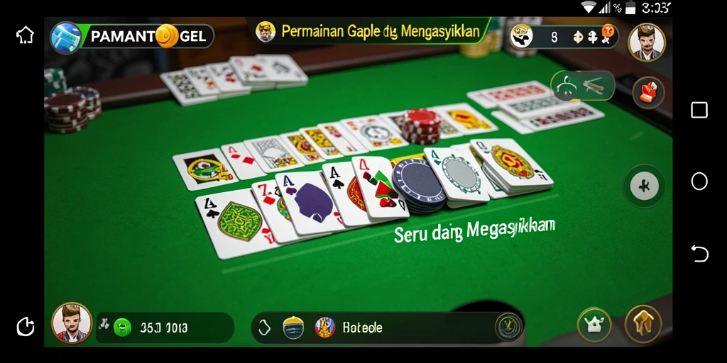 Screenshot gameplay PAMANTOGEL yang menampilkan suasana seru bermain Gaple.