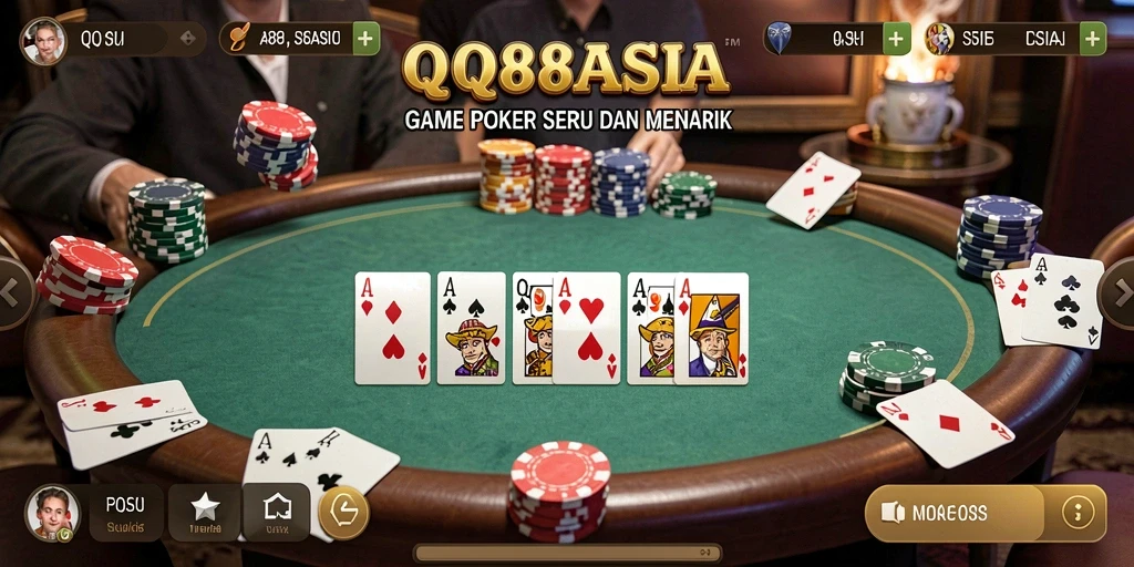 Screenshot QQ88ASIA menampilkan serunya permainan Poker.