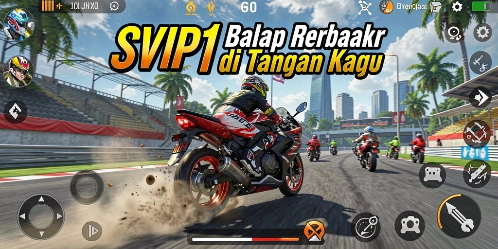 Tampilan menakjubkan dari gameplay balap motor SVIP1 di trek.