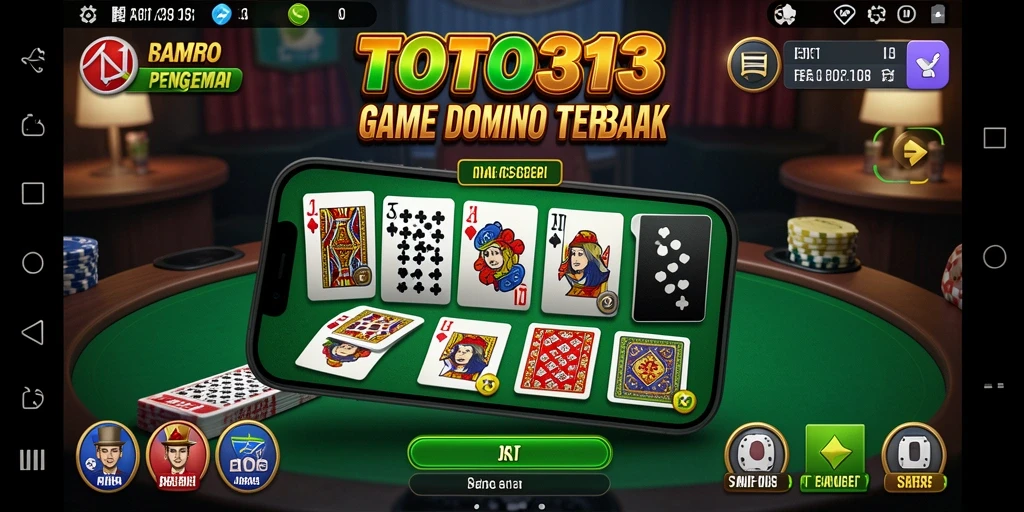 Screenshot gameplay TOTO313 menampilkan suasana permainan Domino yang seru.