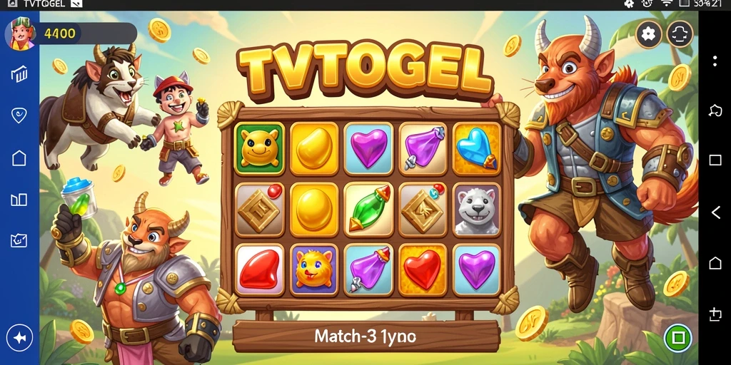 Tampilan gameplay TVTOGEL yang seru dengan teka-teki Match-3.